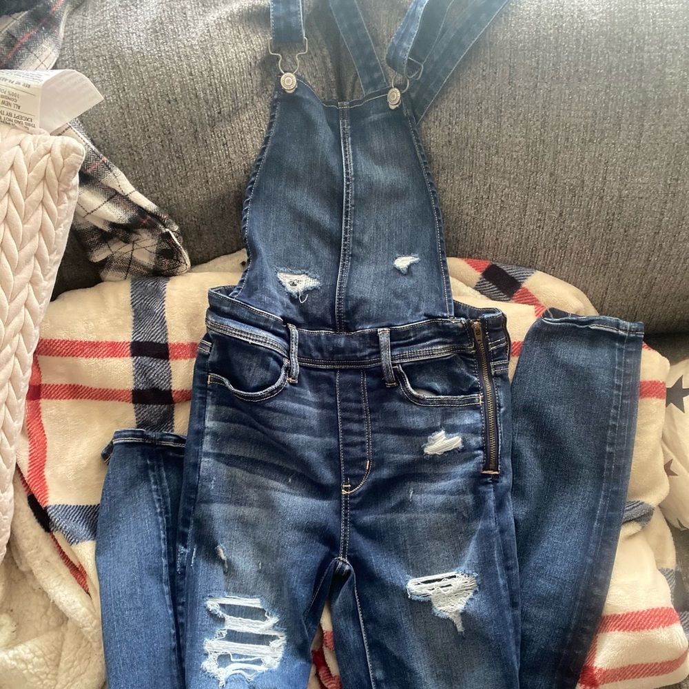 American Eagle Destroyed Jegging Overalls